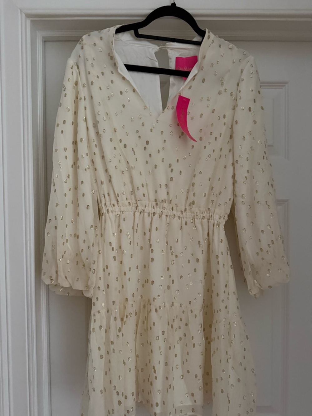 Lilly Pulitzer Cream Dress with Gold Dot Accents